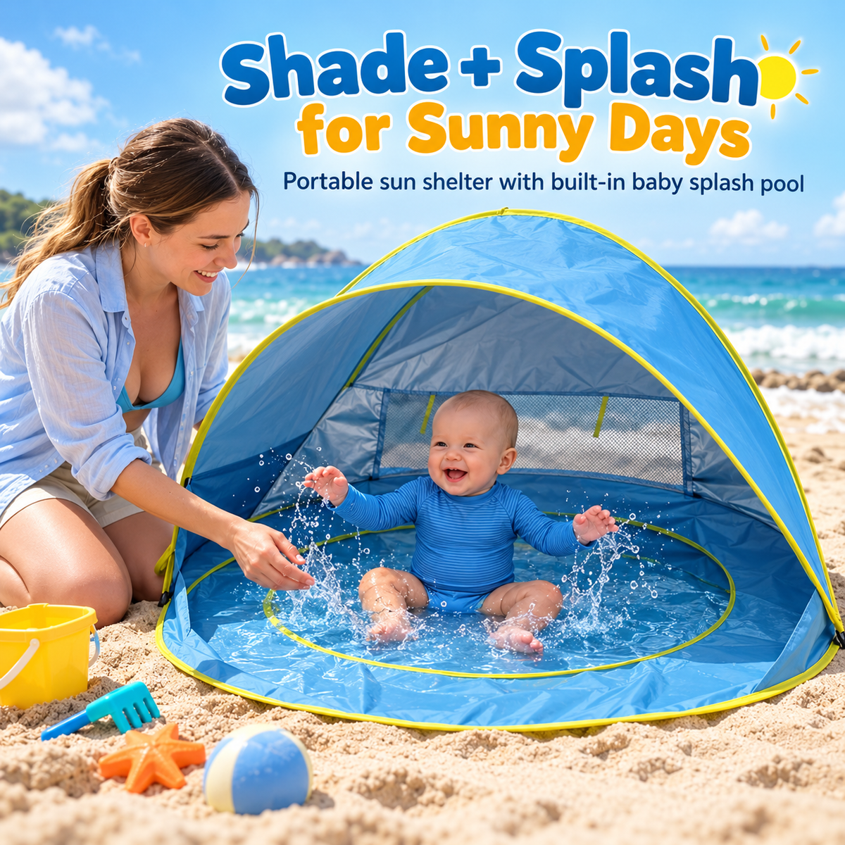 Pop-Up Baby Beach Tent with Built-In Pool