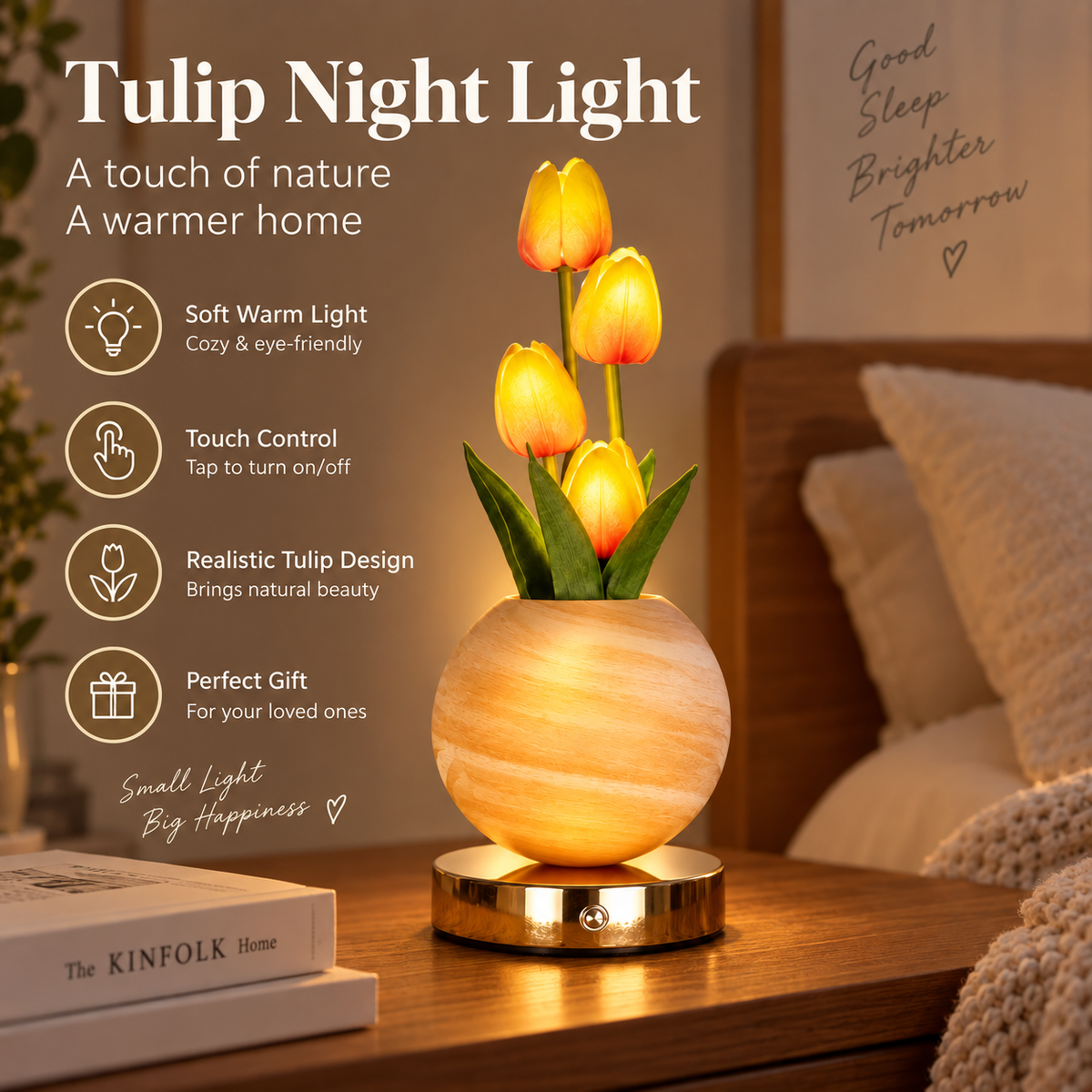 Rechargeable Tulip Ceramic Table Lamp