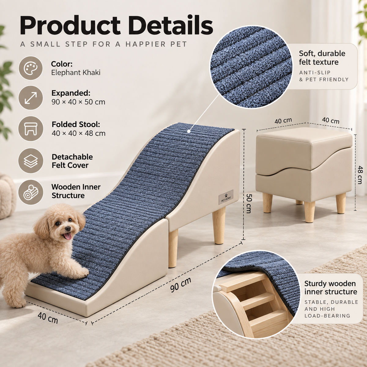 Foldable Wave Pet Ramp & Stool