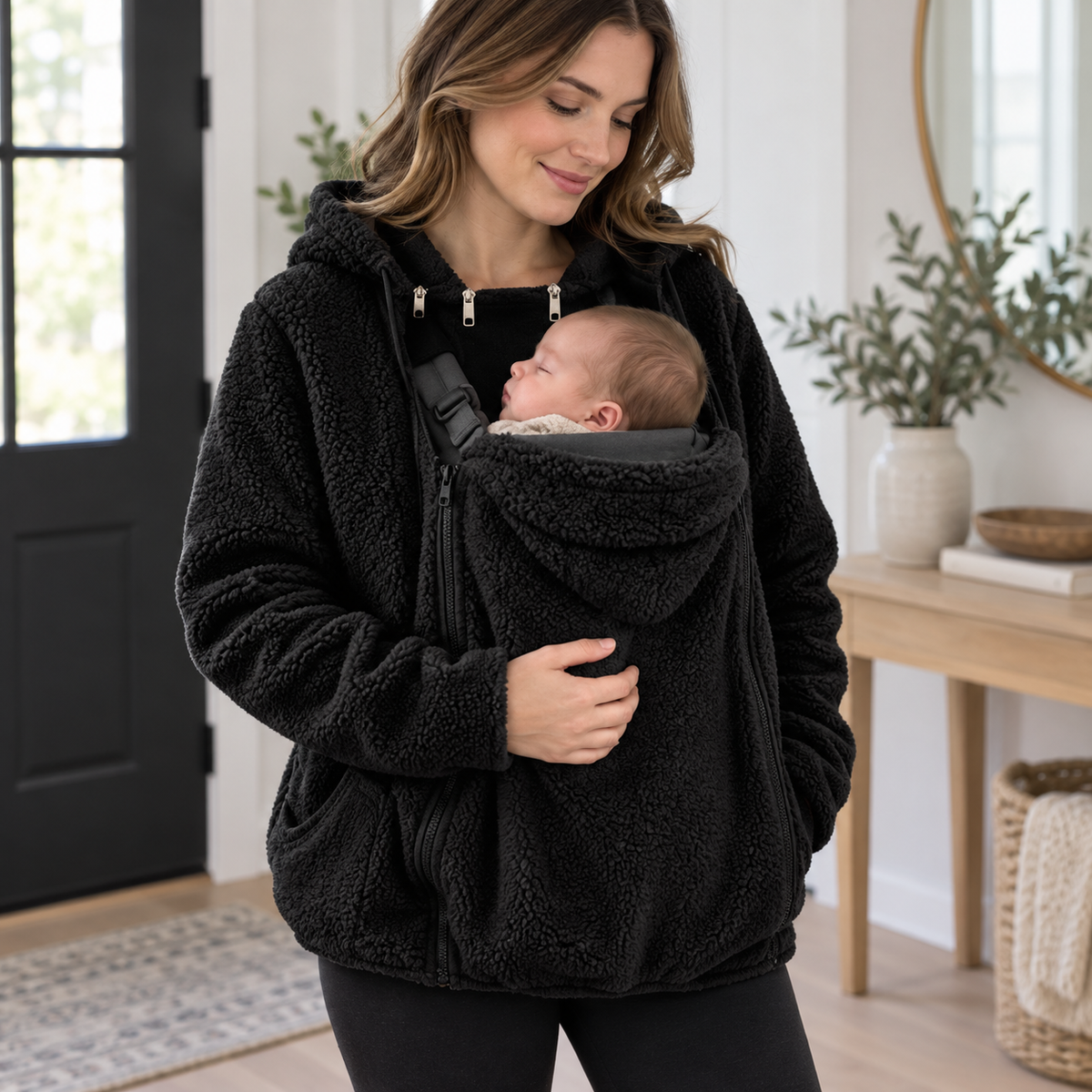 CozyNest 2-in-1 Sherpa Babywearing Hoodie