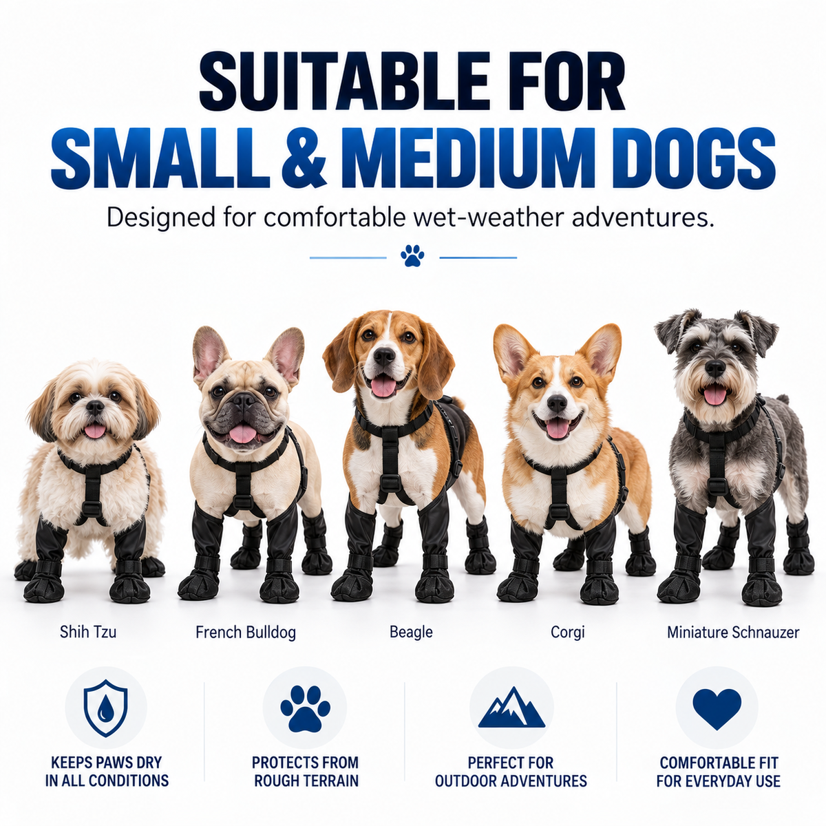 Waterproof 4-Leg Connected Dog Boots