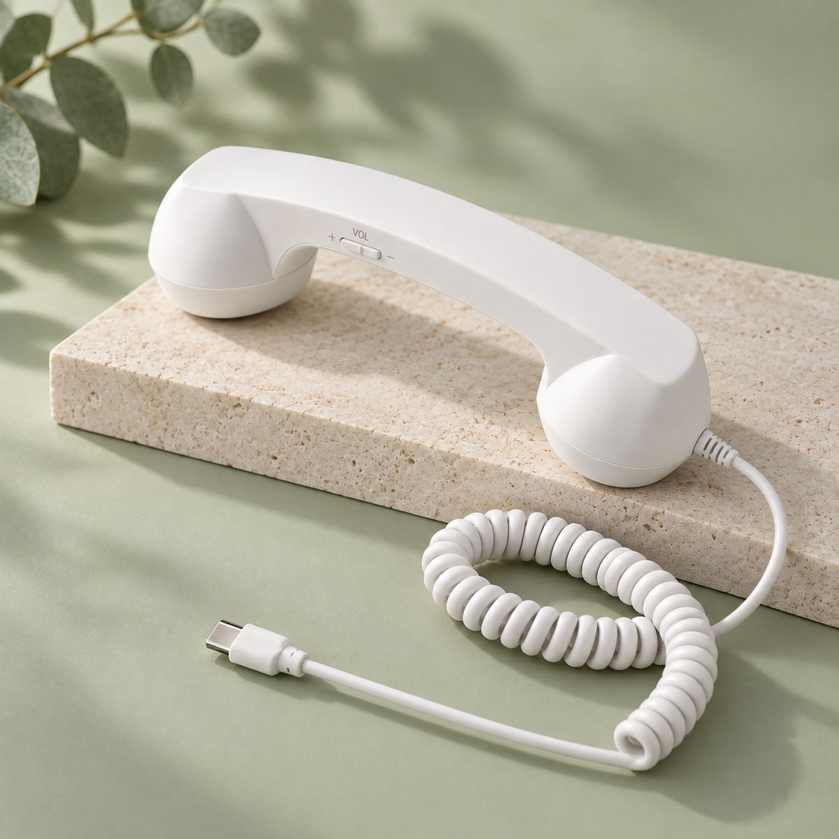 RetroCall Wired Telephone Handset – USB-C/3.5mm Plug-In Phone Receiver with Volume Control