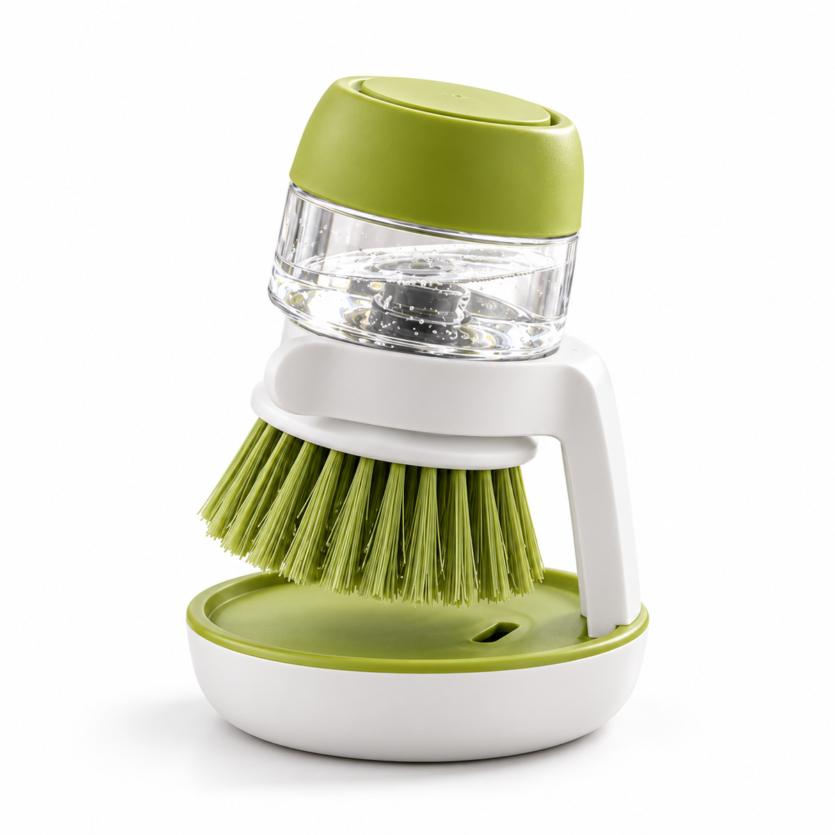 PressClean Soap Dispensing Dish Brush with Drip Tray