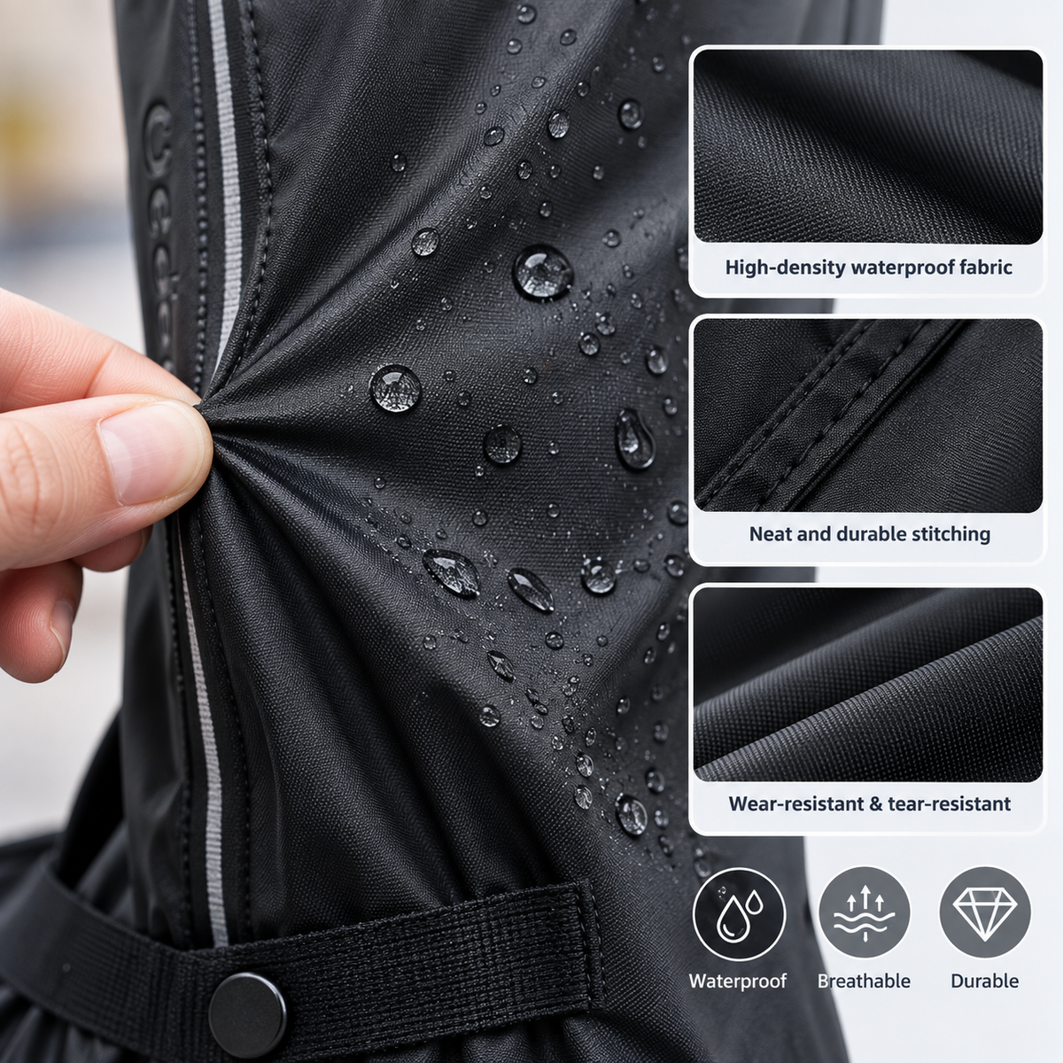 Waterproof High-Top Rain Shoe Covers with Reflective Detail