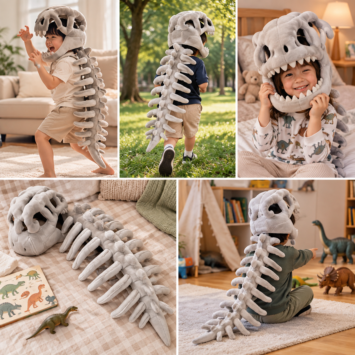 3D Dinosaur Skeleton Plush Costume Prop
