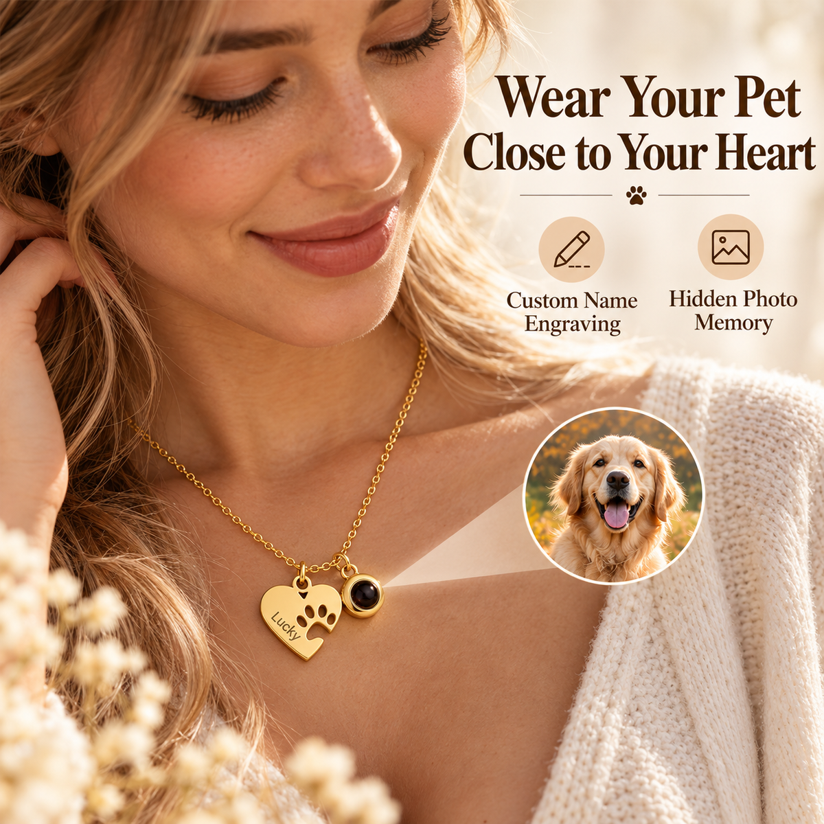 Personalized Pet Photo Projection Necklace