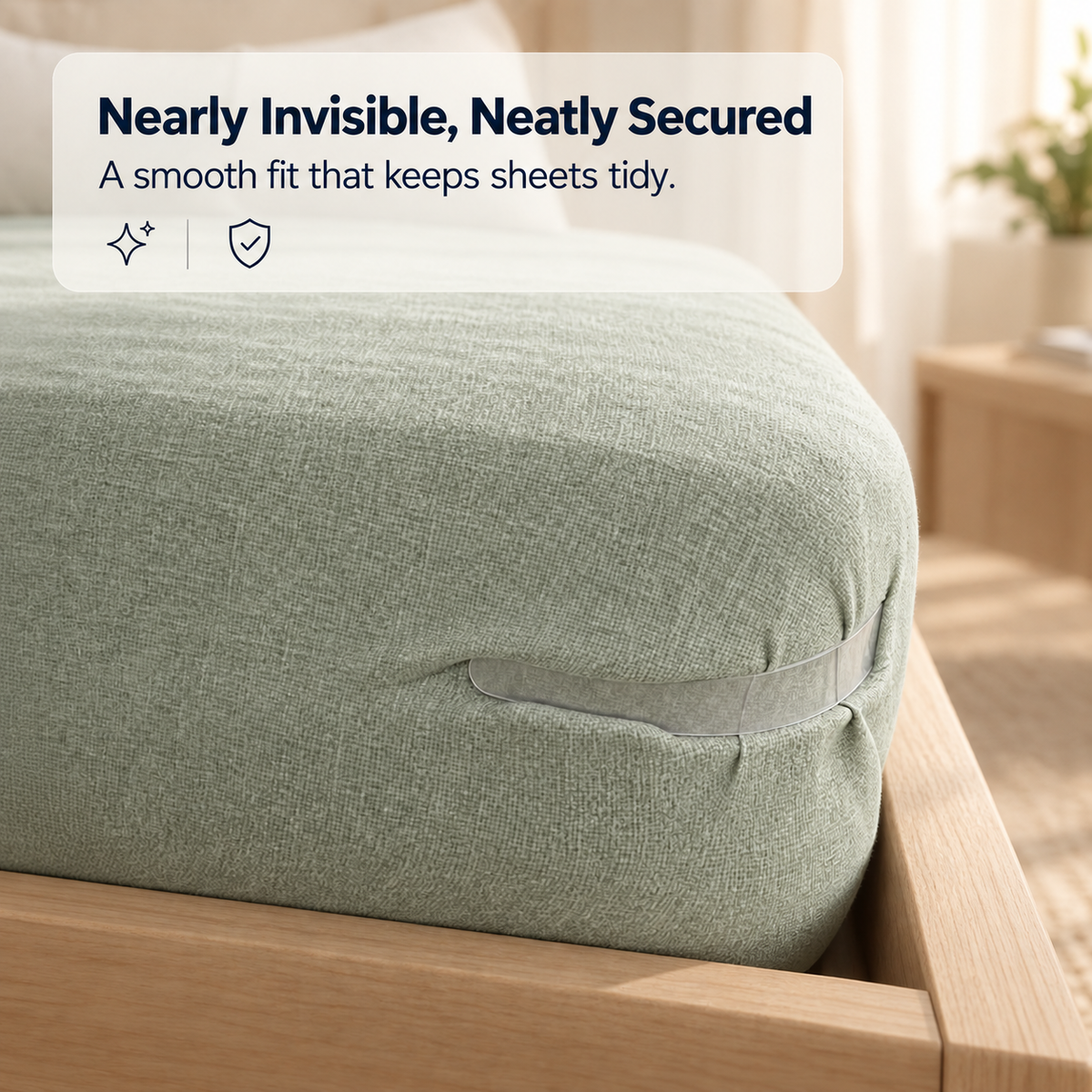 Heavy-Duty Bed Corner Sheet Grippers, Non-Slip Adjustable Mattress Straps