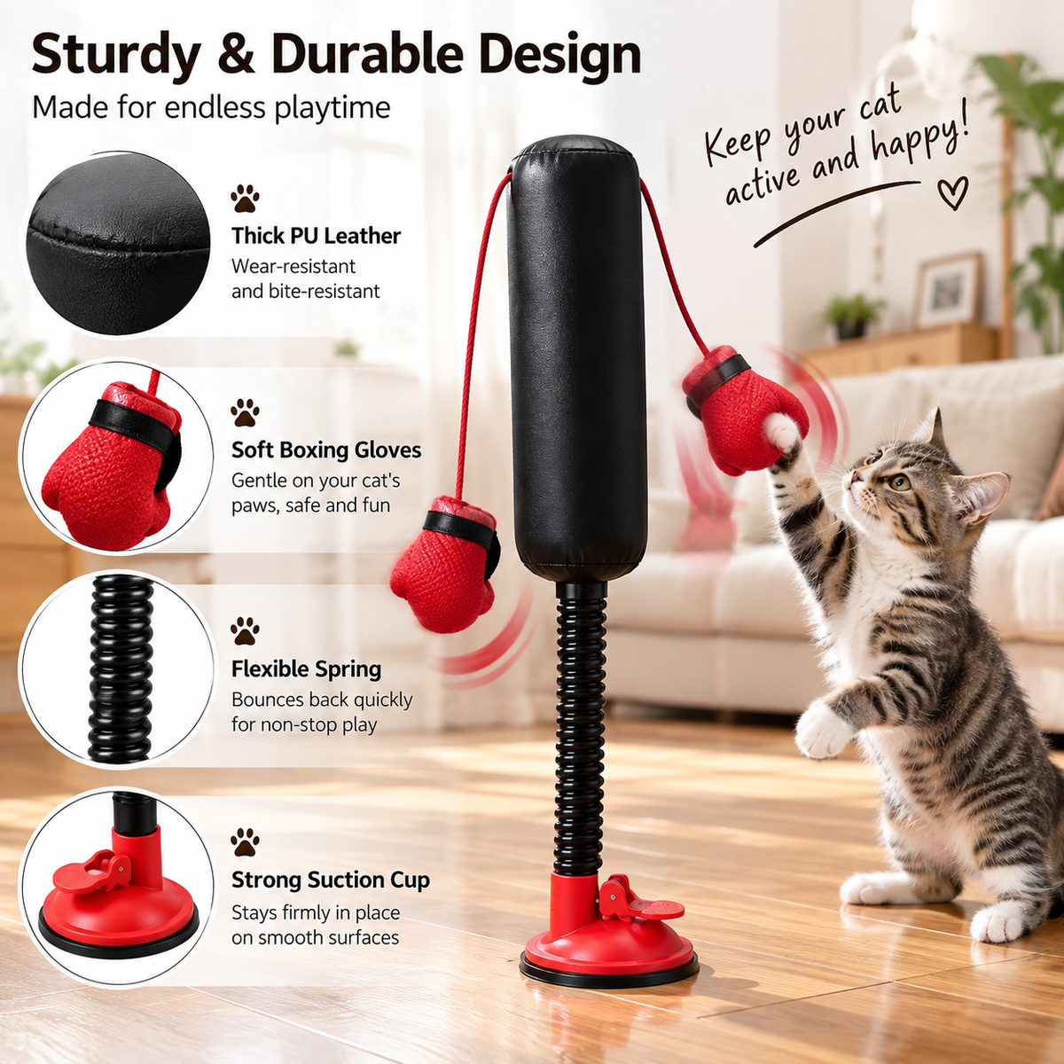 Spring Rebound Cat Boxing Toy
