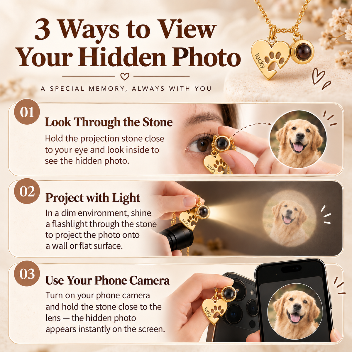 Personalized Pet Photo Projection Necklace