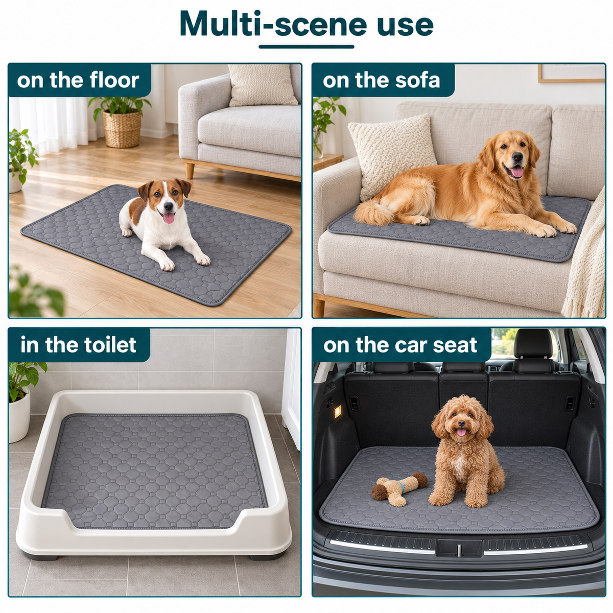 Reusable Washable Dog Pee Pad, 4-Layer Waterproof Pet Training Mat