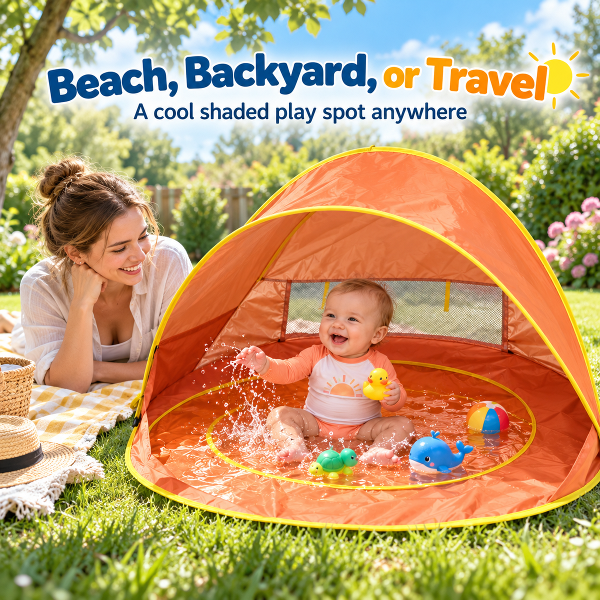 Pop-Up Baby Beach Tent with Built-In Pool