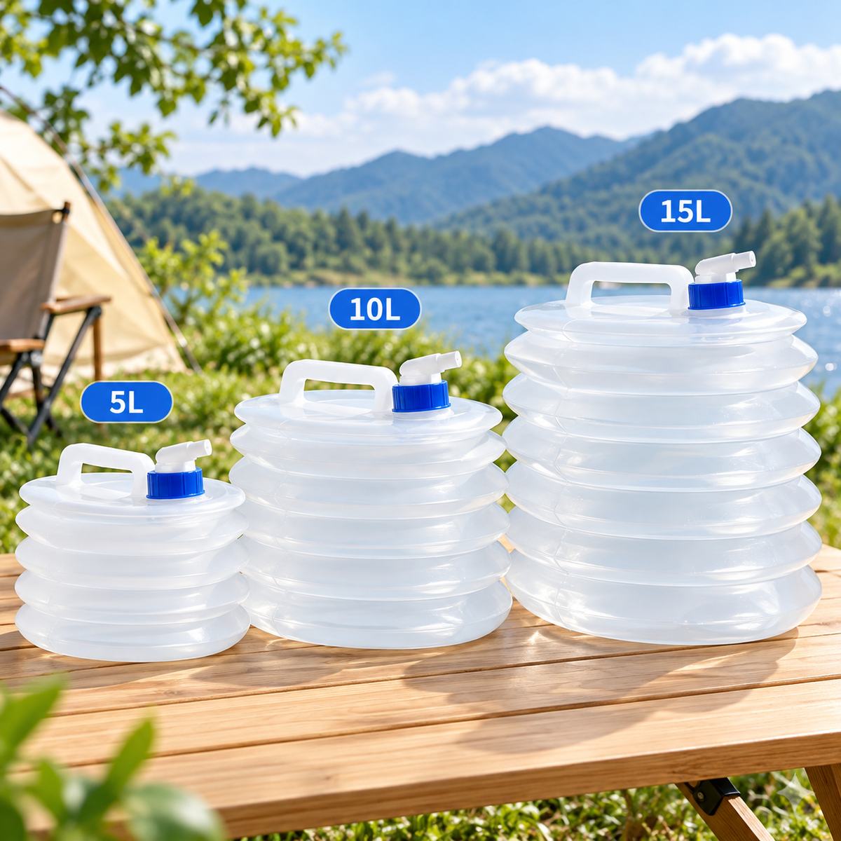 Collapsible Water Container with Spigot – Portable Foldable Water Storage Jug for Camping & Travel
