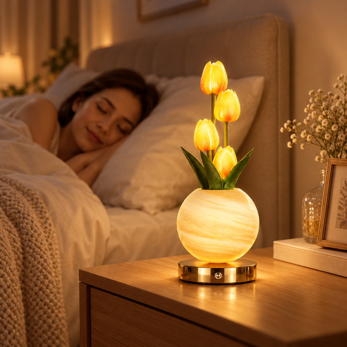 Rechargeable Tulip Ceramic Table Lamp