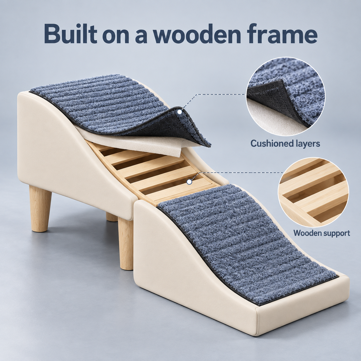 Foldable Wave Pet Ramp & Stool