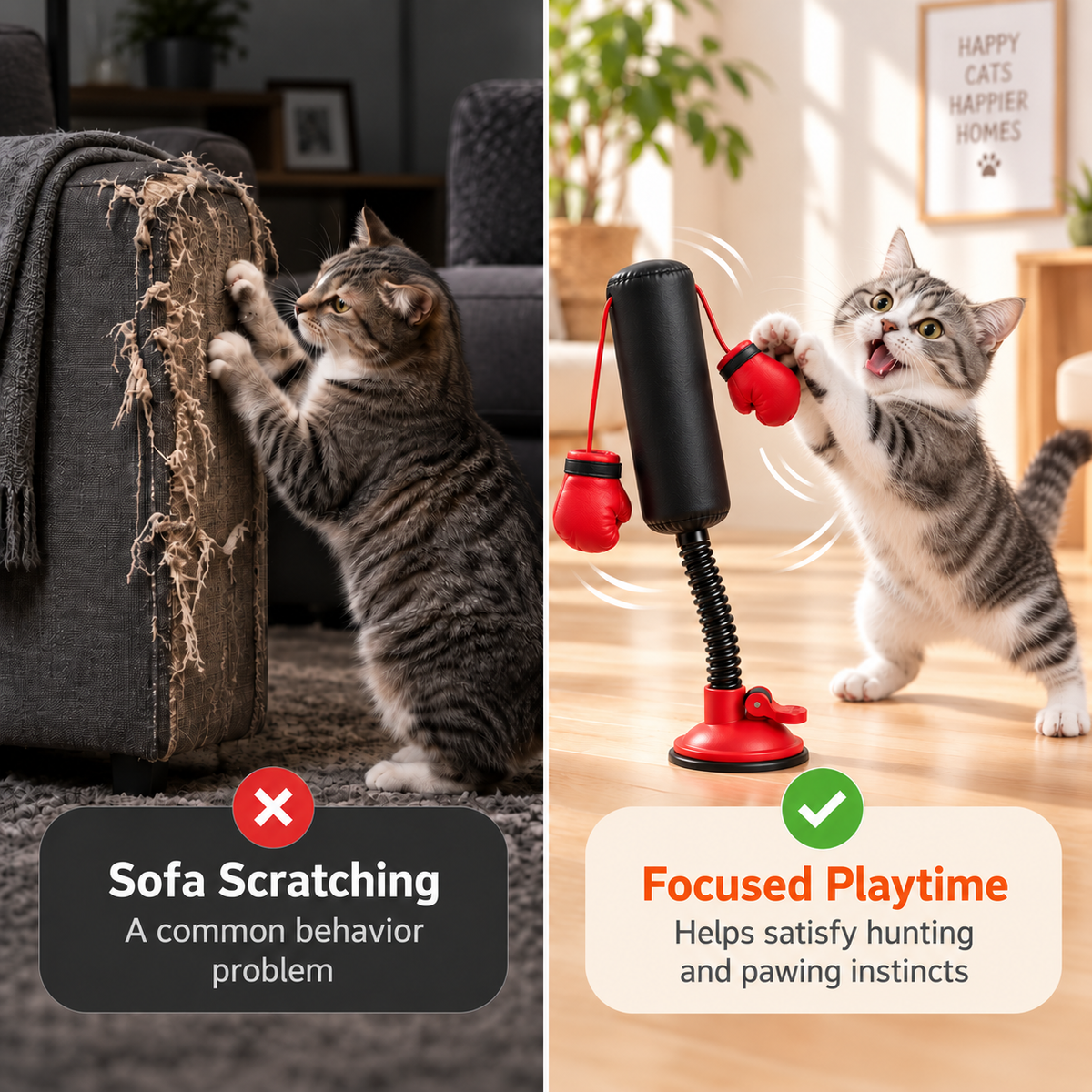 Spring Rebound Cat Boxing Toy
