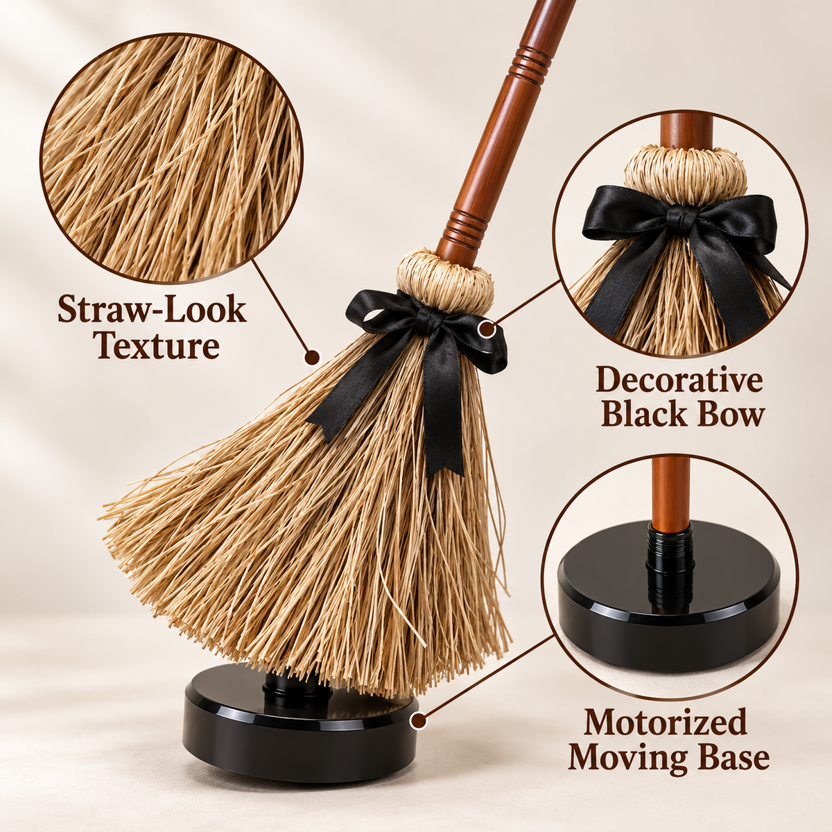 Sound-Activated Moving Witch Broom – Halloween Dancing Broom with Spooky Sounds