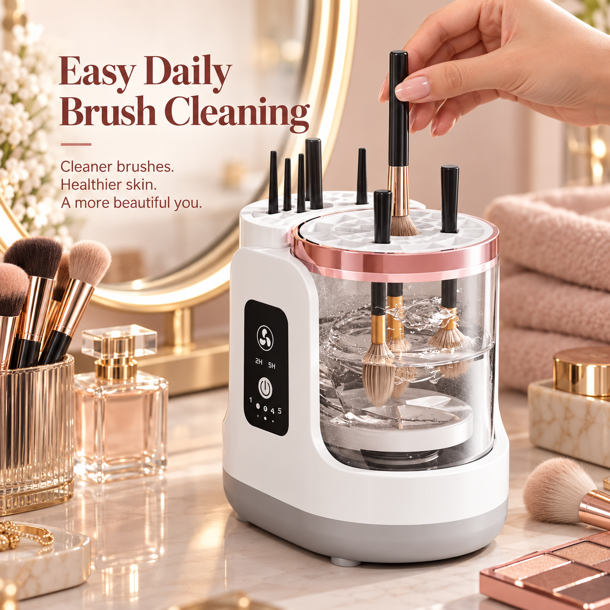 Automatic Makeup Brush Cleaner & Dryer – Electric Makeup Brush Washing Machine with Deep Cleaning & Fast Drying