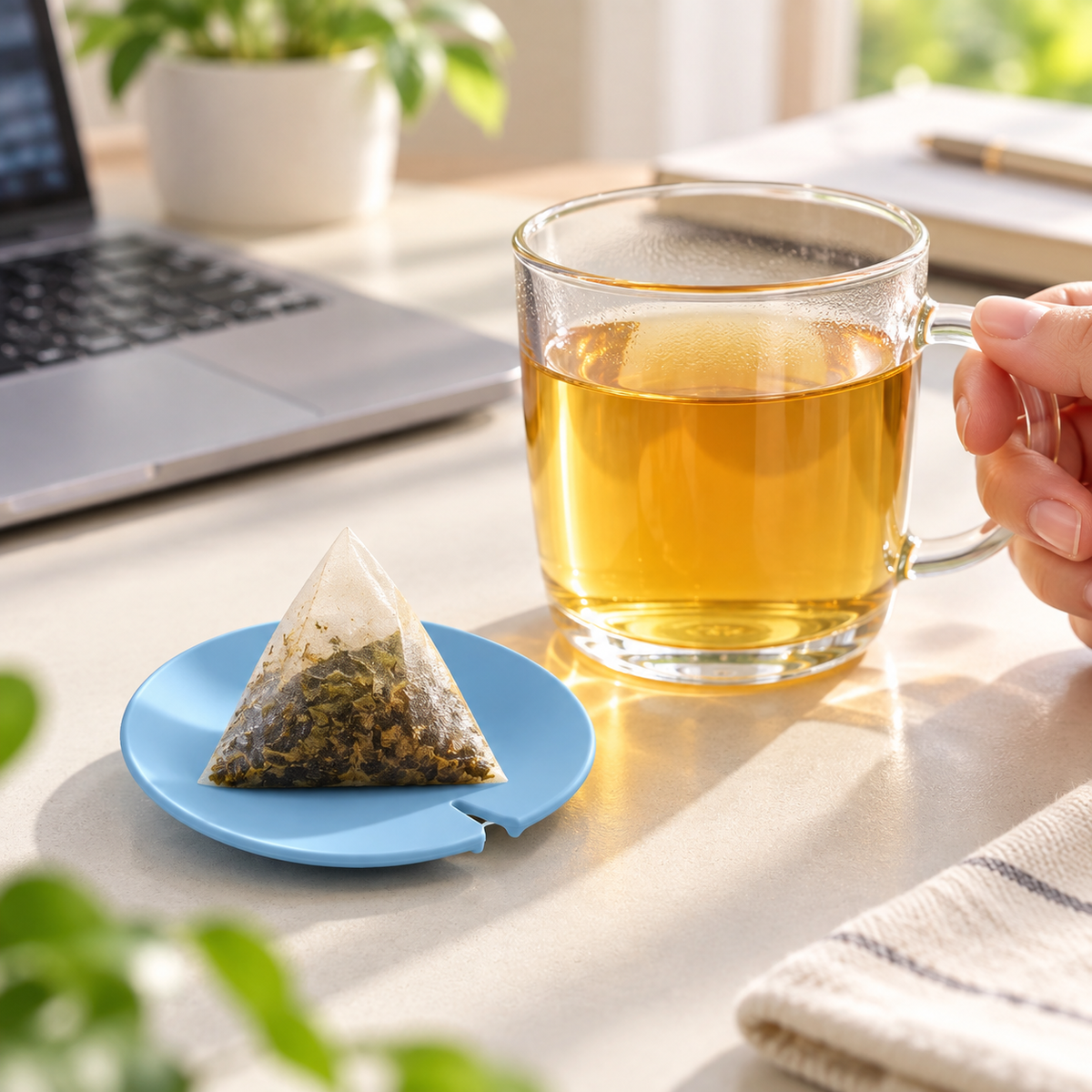 Silicone Tea Bag Holder & Squeezer – Mess-Free Tea Steeping Lid