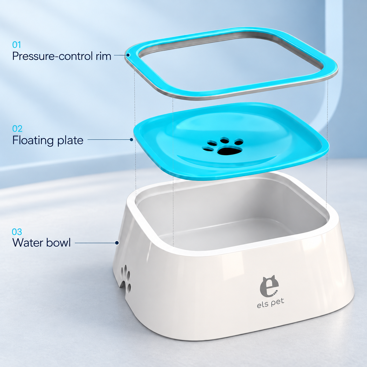 Splash-Reducing Floating Pet Water Bowl | 1 L & 1.5 L