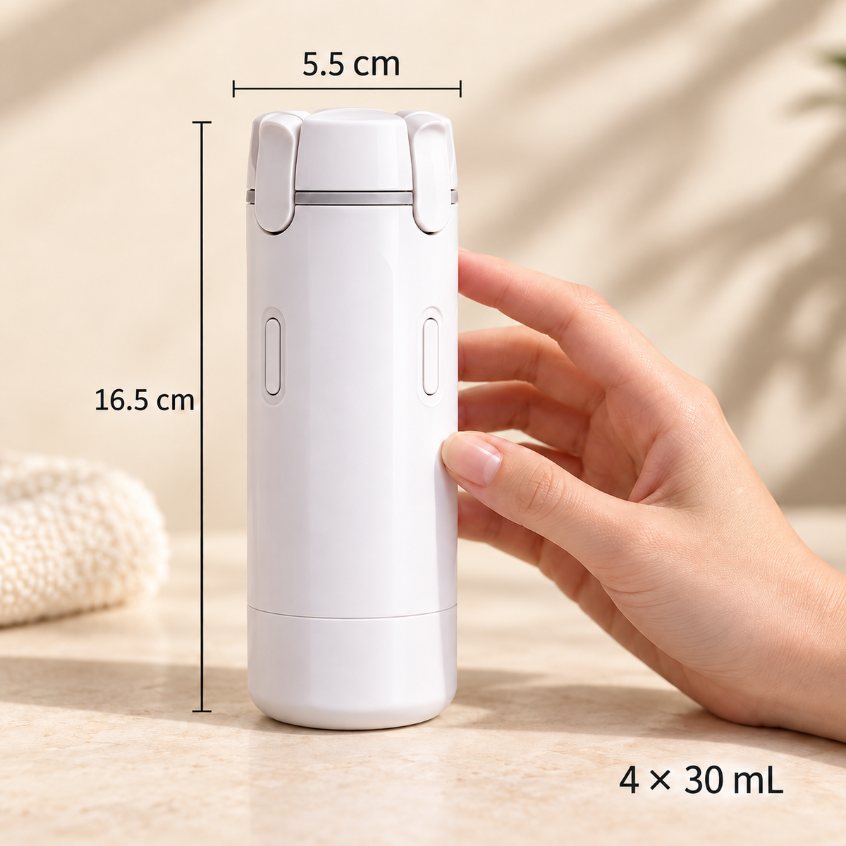 4-in-1 Refillable Travel Toiletry Dispenser with Four 30 mL Bottles