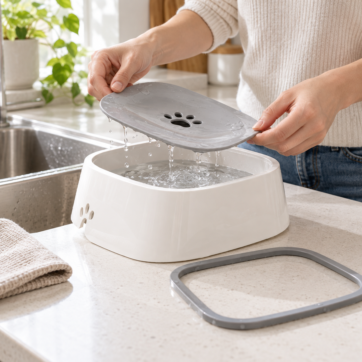Splash-Reducing Floating Pet Water Bowl | 1 L & 1.5 L
