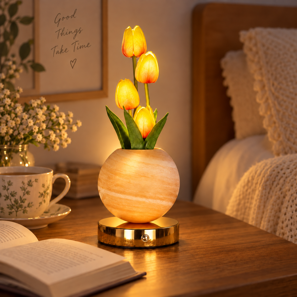 Rechargeable Tulip Ceramic Table Lamp