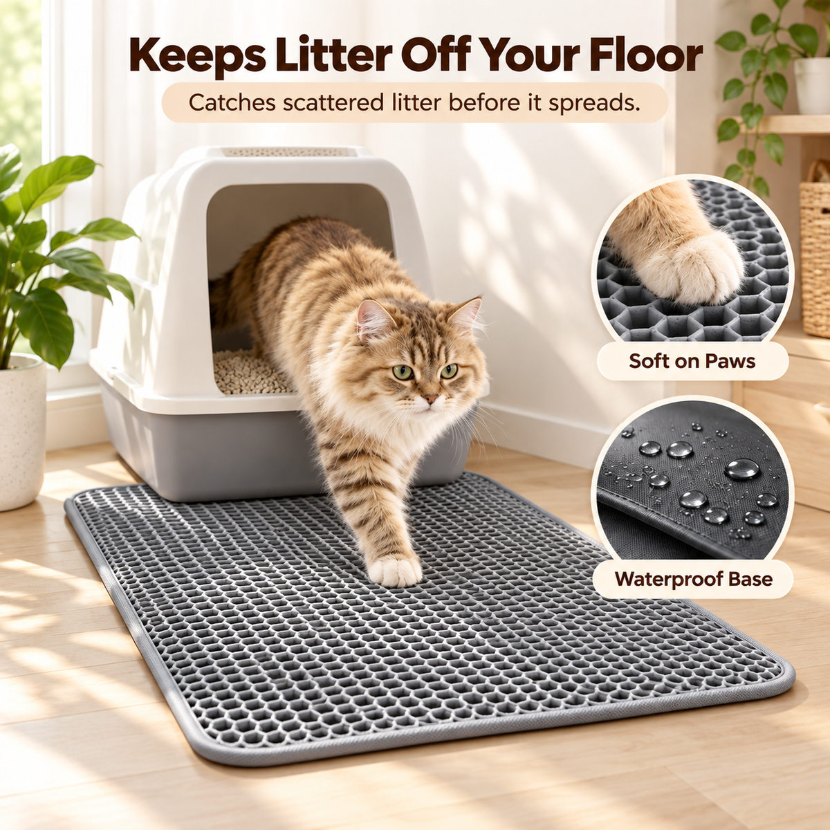 Double Layer Honeycomb Cat Litter Mat Waterproof Litter Trap Pad