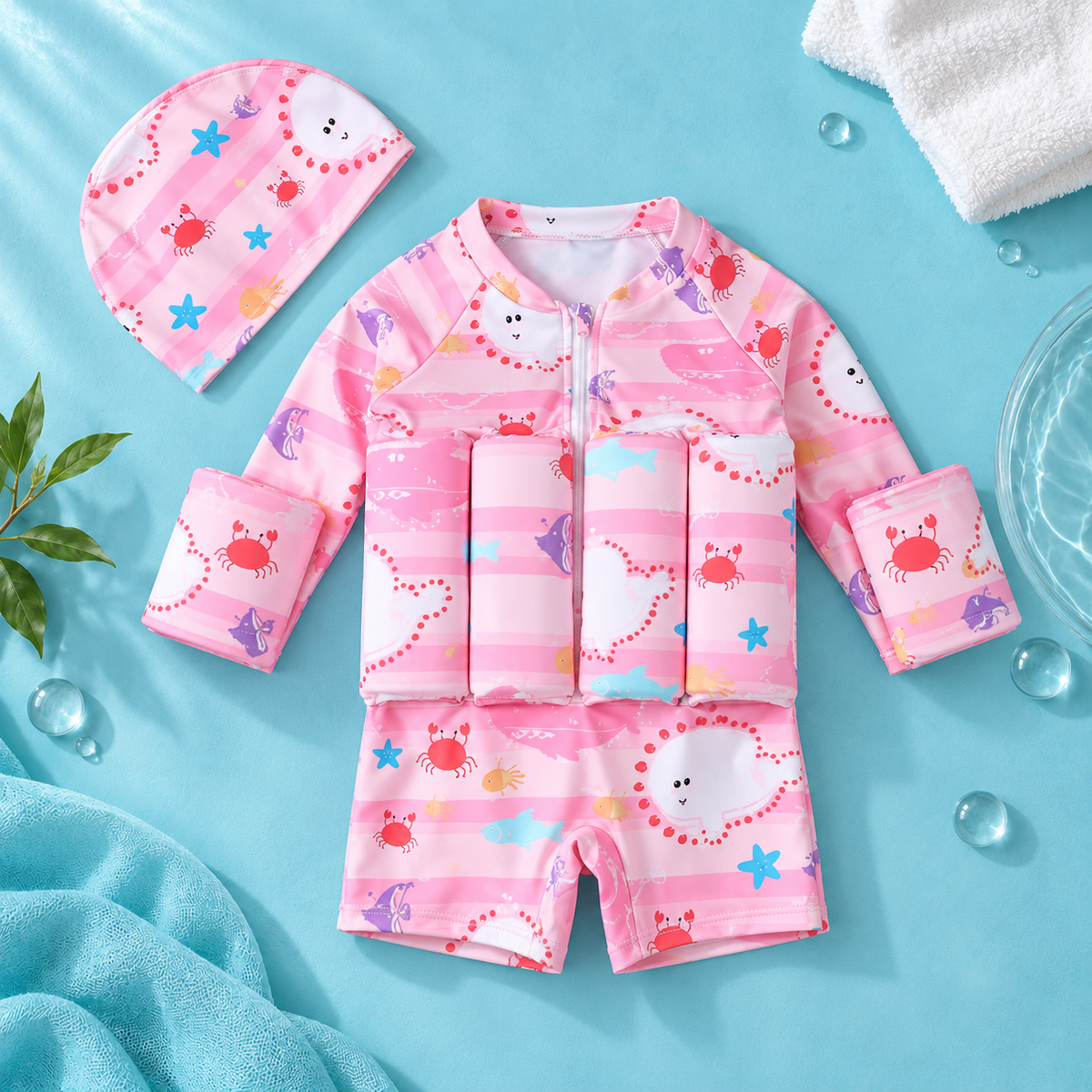 Kids Buoyancy Swimsuit, One-Piece Cartoon Swimwear for Boys and Girls