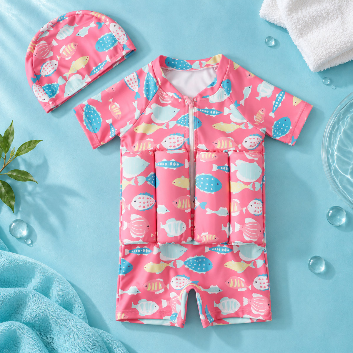 Kids Buoyancy Swimsuit, One-Piece Cartoon Swimwear for Boys and Girls