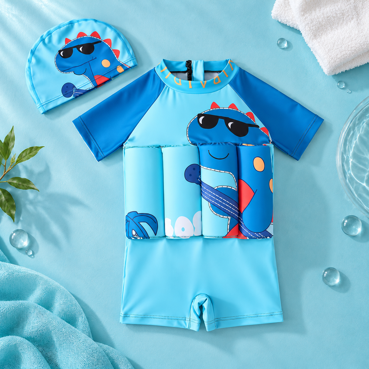 Kids Buoyancy Swimsuit, One-Piece Cartoon Swimwear for Boys and Girls