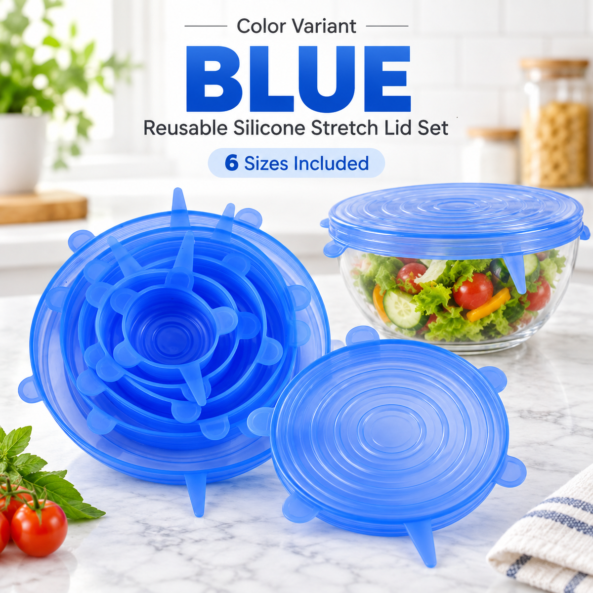 6-Piece Reusable Silicone Stretch Lids