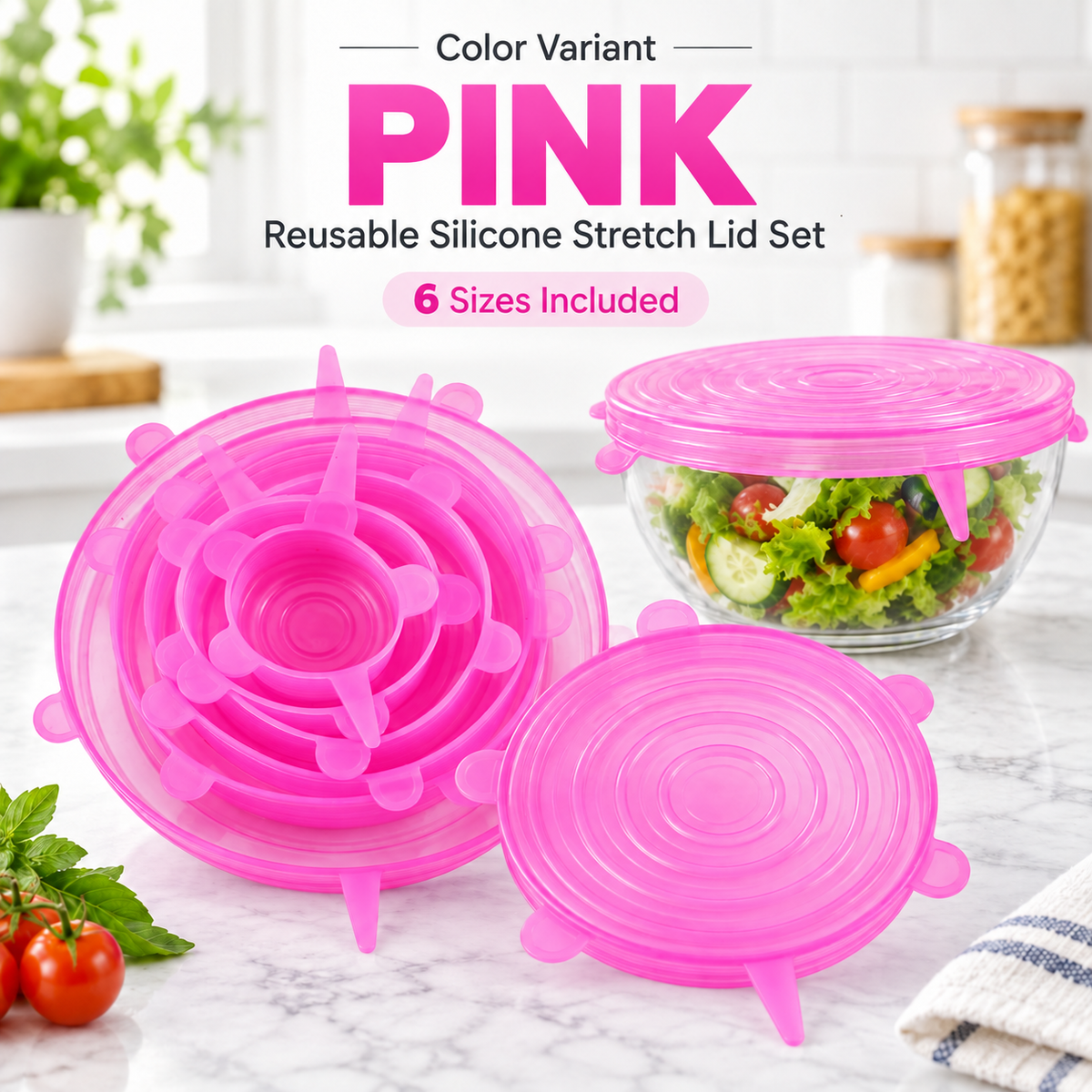 6-Piece Reusable Silicone Stretch Lids