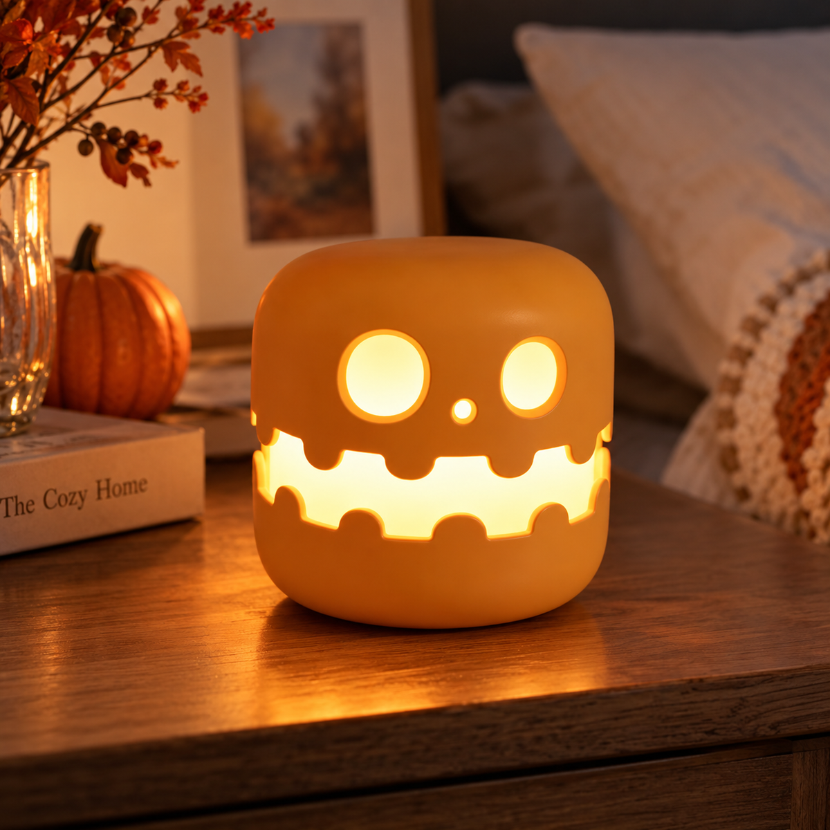 GlowGrin Rechargeable Halloween Pumpkin Night Light