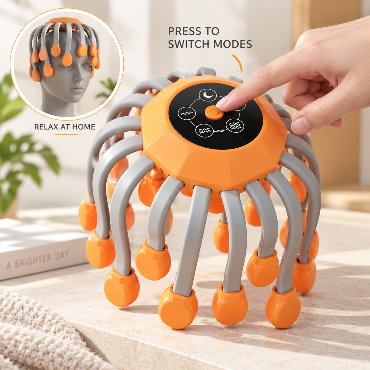 Rechargeable Octopus Scalp Massager with 20 Massage Points & 5 Vibration Modes