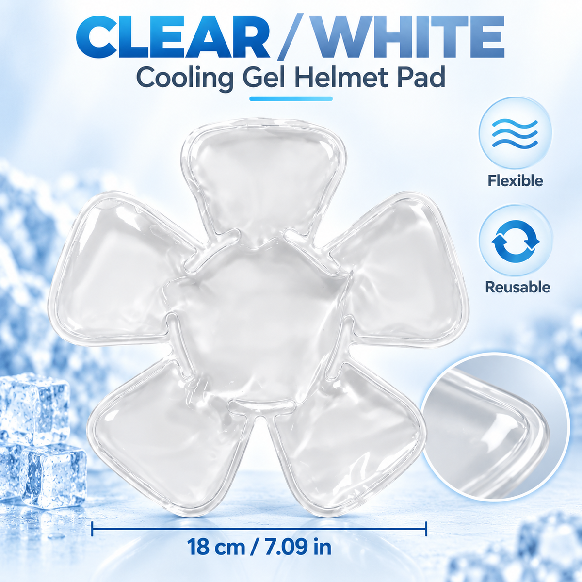 Reusable Cooling Gel Ice Pack for Helmets & Hats – 18cm PVC Cold Compress Pad