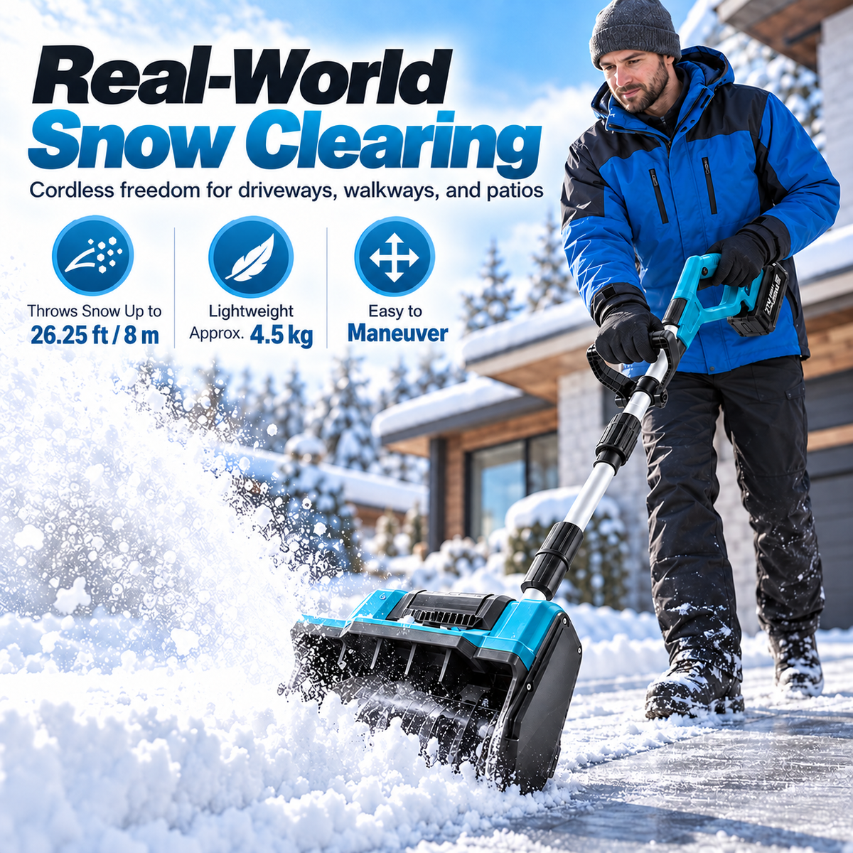Cordless Snow Shovel – 18–21V Battery-Powered Electric Snow Thrower