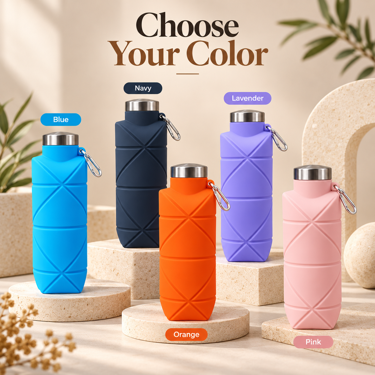 Foldable Silicone Sports Water Bottle