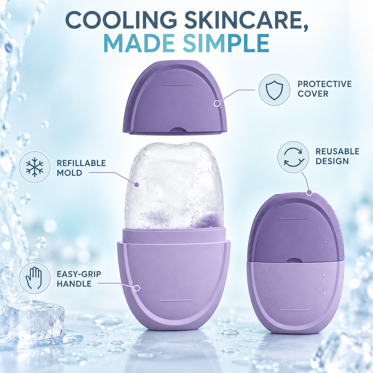 Reusable Ice Roller for Face and Eyes Facial Cooling Massage Skin Care Tool