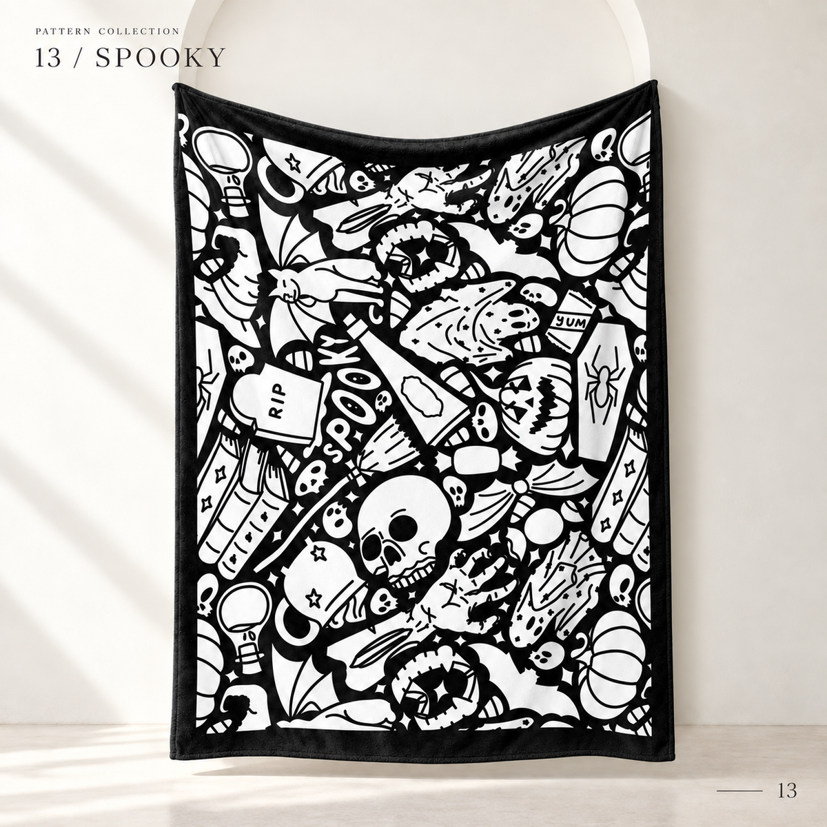 (KIT) DIY Halloween Coloring Blanket with 24 Markers, 150 × 125 cm