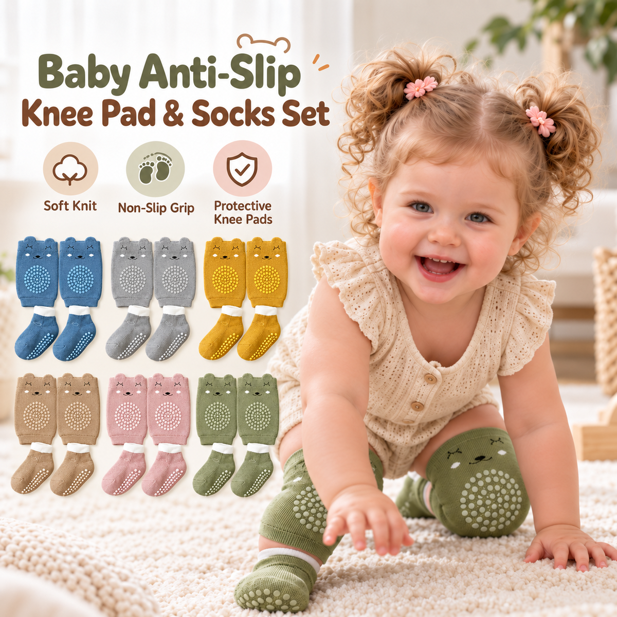 Baby Anti-Slip Knee Pad Socks