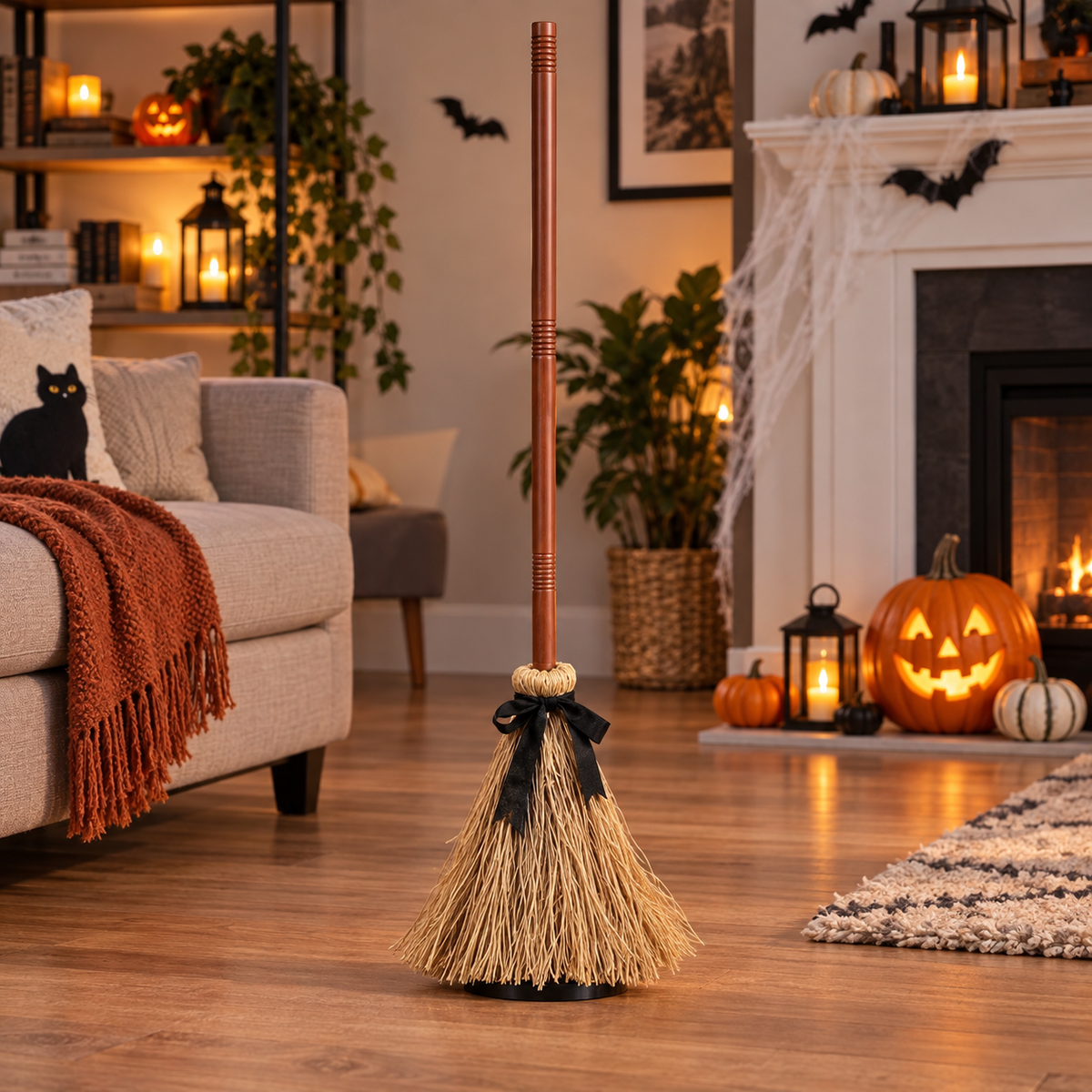 Sound-Activated Moving Witch Broom – Halloween Dancing Broom with Spooky Sounds