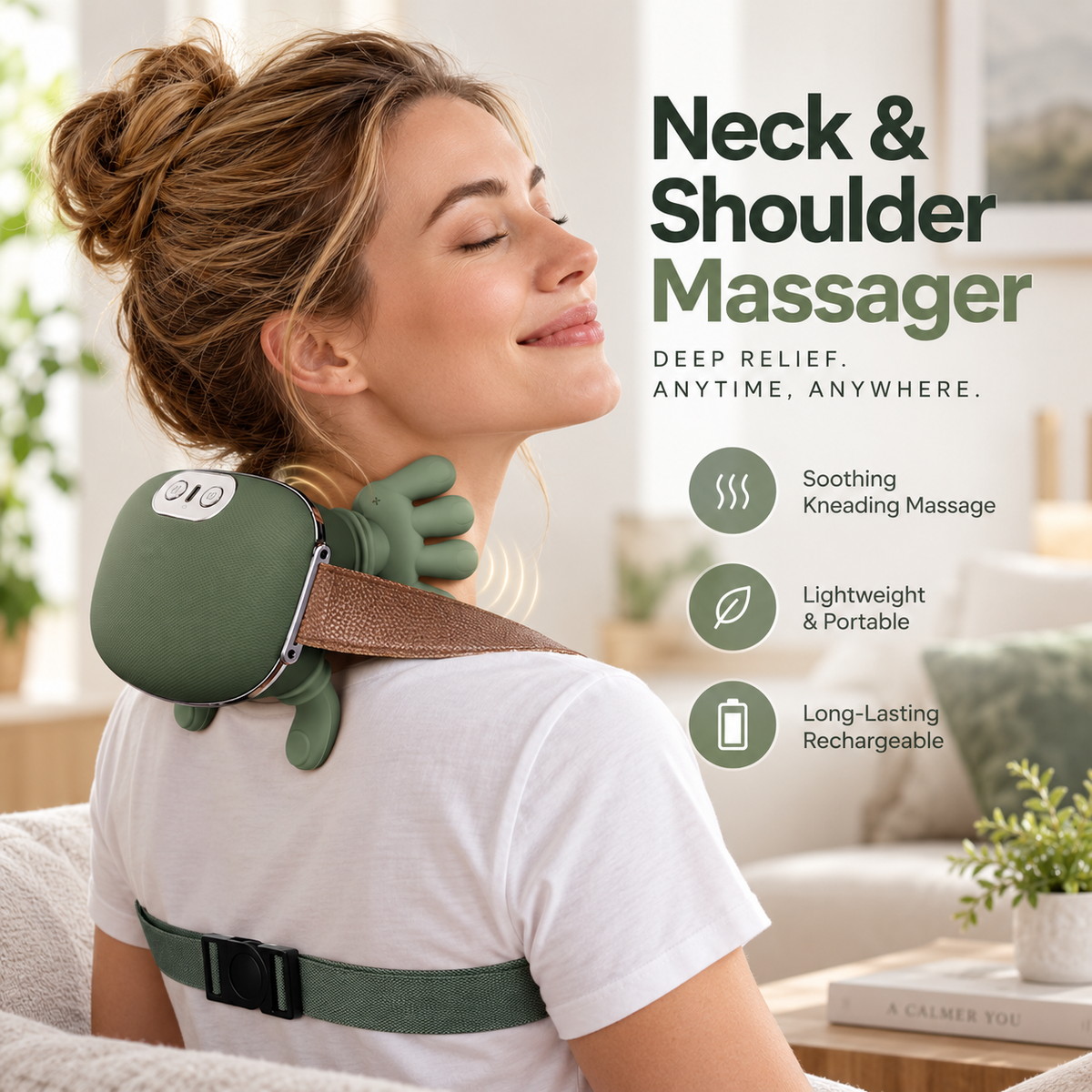 4D Bionic Finger Neck & Shoulder Massager, Wireless Deep-Kneading Trapezius Massager
