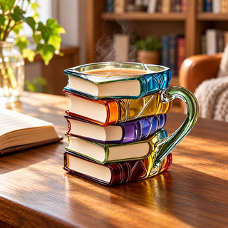 3D Painted Book Stack Coffee Mug