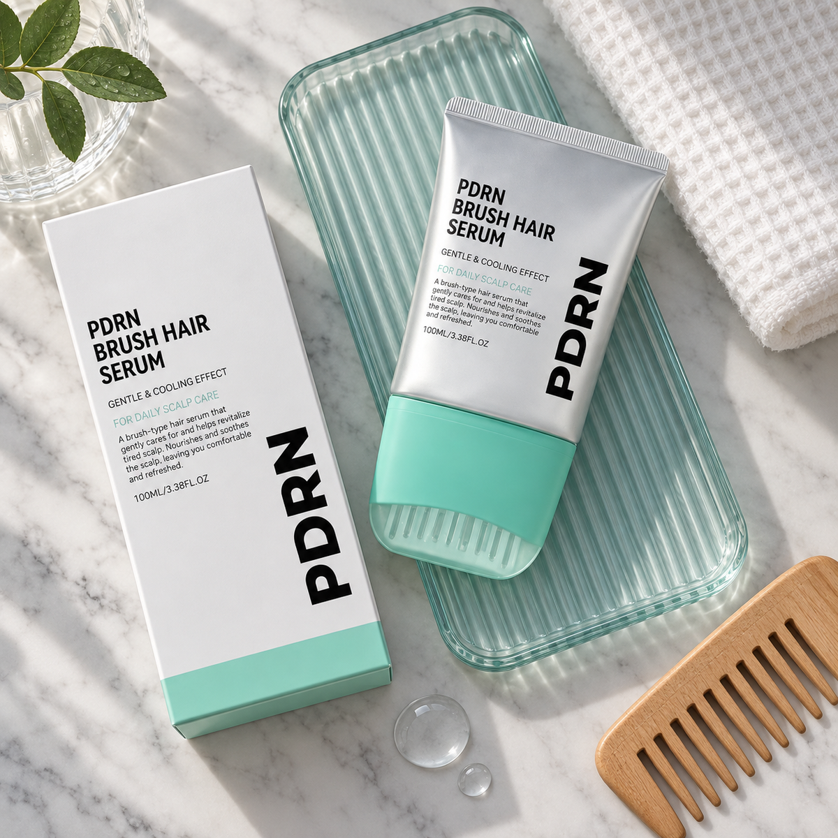 PDRN Scalp Serum with Built In Massage Brush 100ml Daily Hair and Scalp Care