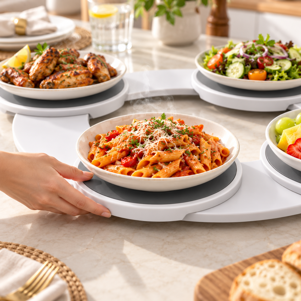 Expandable 360° Rotating Dining Table Serving Tray