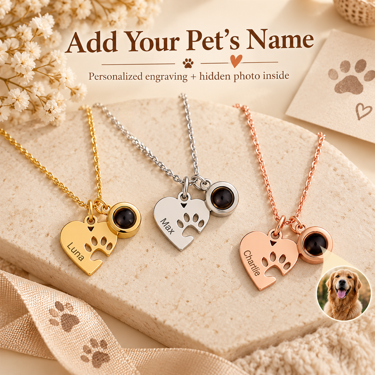 Personalized Pet Photo Projection Necklace