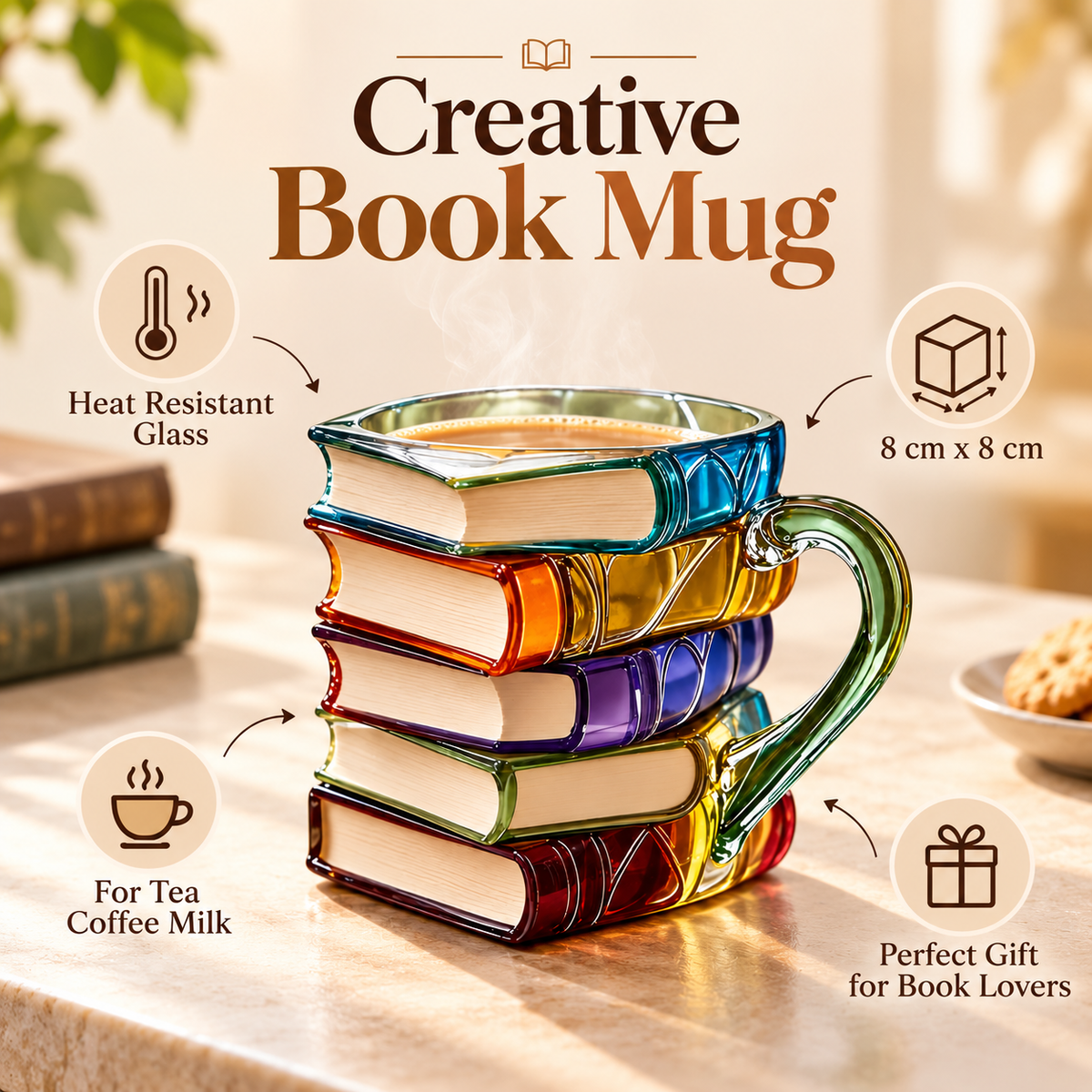 3D Painted Book Stack Coffee Mug