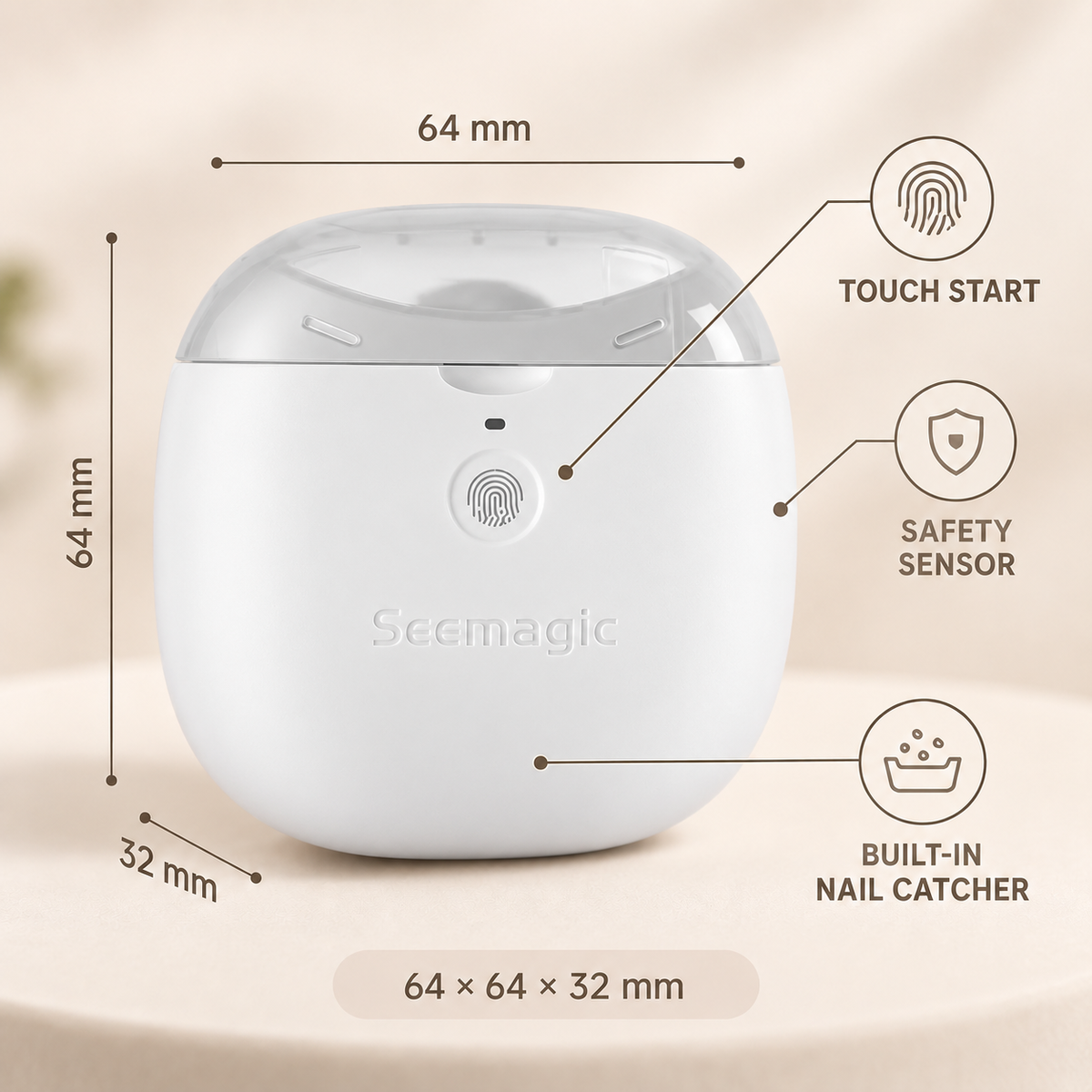 Seemagic Electric Automatic Nail Clipper Pro with Infrared Protection and LED Light