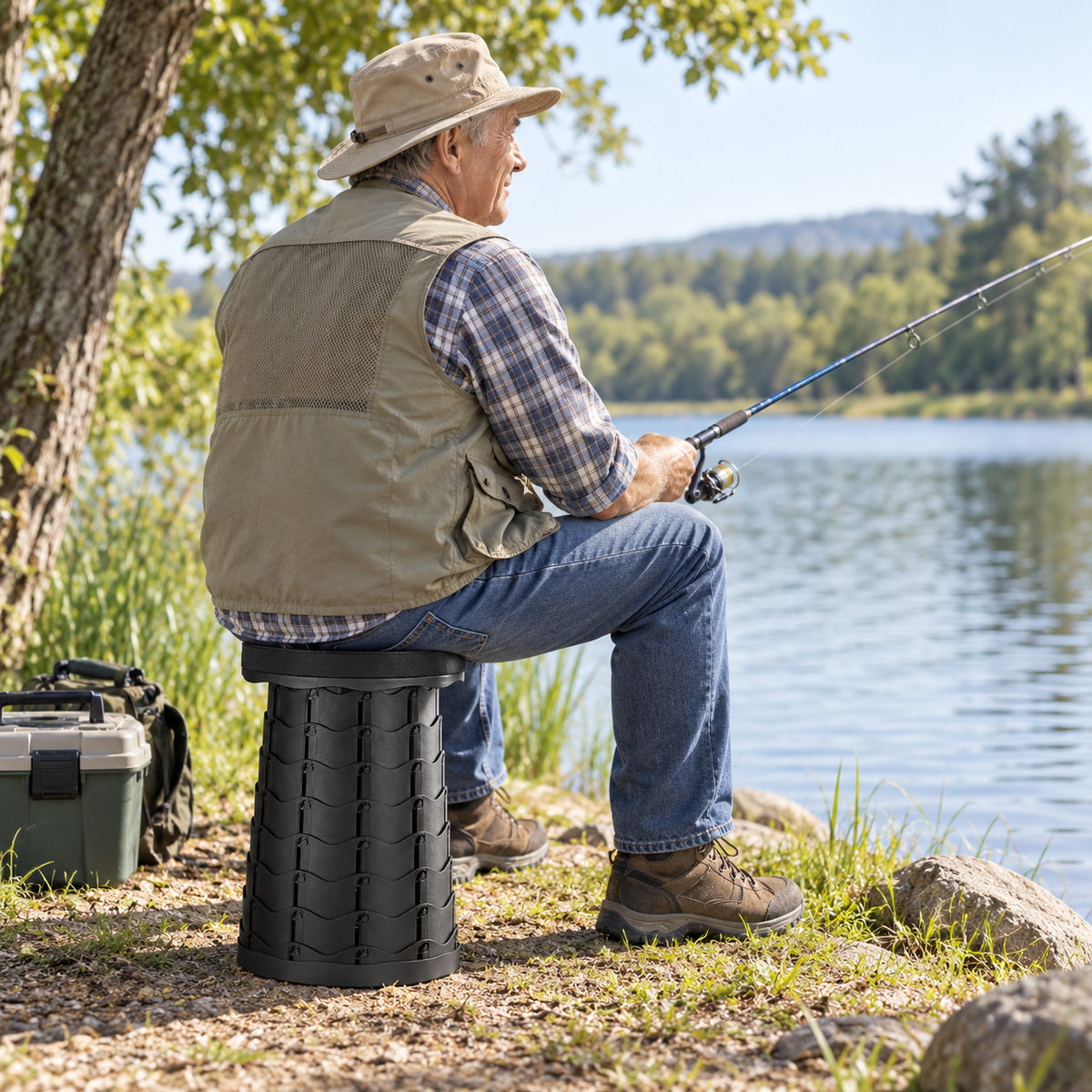 Portable Telescopic Folding Stool – Adjustable Compact Seat for Camping, Hiking, Fishing & Travel