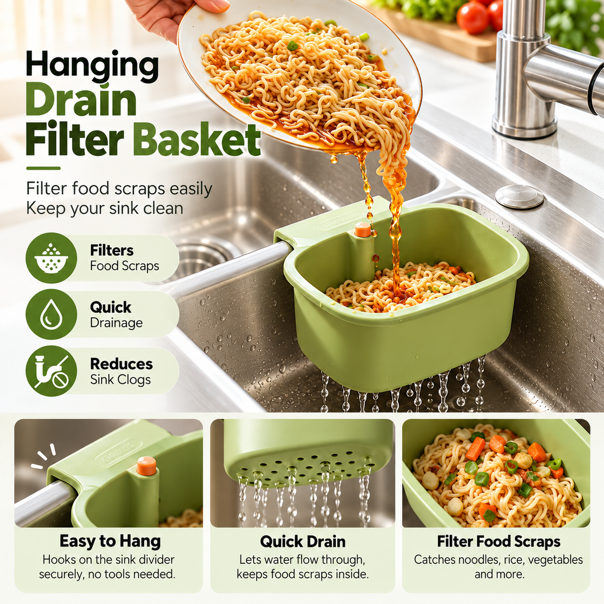 Faucet Hanging Sink Drain Basket